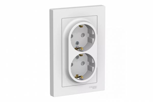 розетка 2-м СП AtlasDesign 16А IP20 с/з в сборе белая