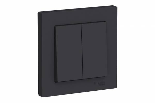 выключатель 2-кл. СП AtlasDesign 10А IP20 в сборе карбон SE