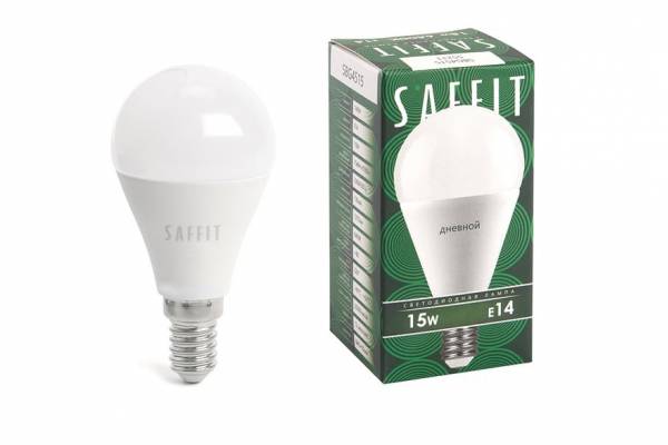 лампа диодная G45 15Вт Е14 6400к SAFFIT