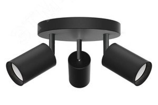 светильник ДБО 3хGU10 без ламп наклонный  черный FERON