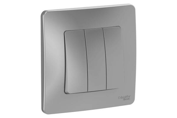Выключатель 3-кл. СП Blanca 10А IP20 (сх. 1+1+1) 250В алюм. SchE BLNVS100503