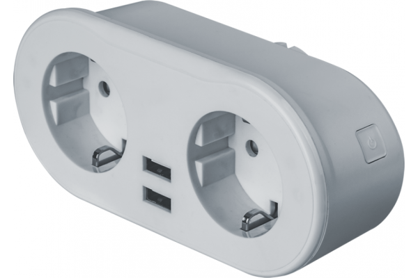 Адаптер-разветвитель с управлением по WI-FI 2-м +2 USB NSH-ST-02 с заземл. бел. Smart Home Navigator 14556
