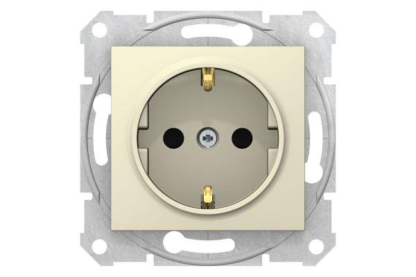 Механизм розетки 1-м СП Sedna 16А IP20 250В с заземл. защ. шторки беж. SchE SDN3000147