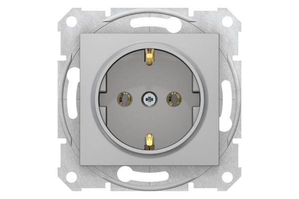 Механизм розетки 1-м СП Sedna 16А IP20 250В с заземл. без защ. шторок алюм. SchE SDN3000560