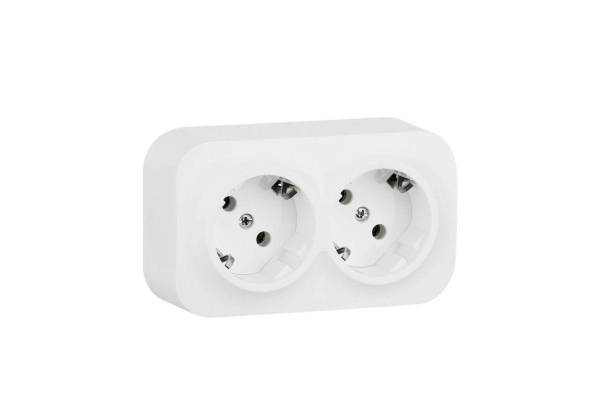 Розетка 2-м ОП Quteo 16А IP20 250В 2х2P+E с заземл. без защ. шторок бел. Leg 782213