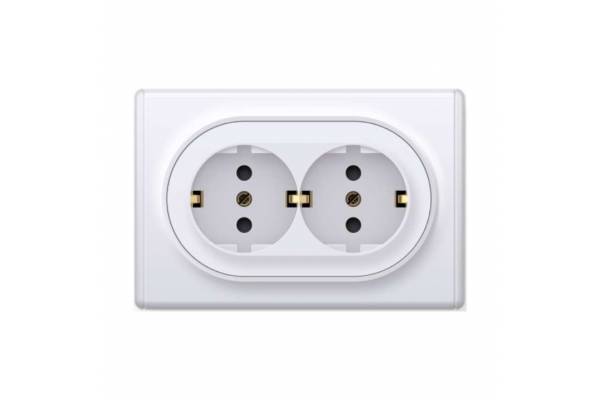 Розетка 2-м СП Florence 16А IP20 с заземл. винт. контакты бел. 1E10401300 OneKeyElectro 2172767