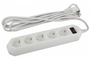 Удлинитель с сетевым фильтром 5х3м USF-5es-3m-W с заземл с выкл. ПВС 3х0.75 бел.ЭРА Б0019033