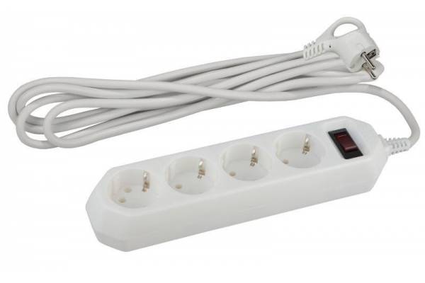 Удлинитель с сетевым фильтром 4х1.5м USF-M-4es-1.5m-W с заземл с выкл. ПВС 3х0.75 бел. ЭРА Б0019741