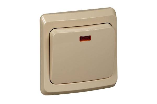 Выключатель 1-кл. СП Этюд 10А IP20 с подсветкой крем. SchE BC10-005K