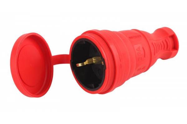 Разъем каучуковый R8-RED-IP44 с/з прямой 16А IP44 красн. Эра Б0044548