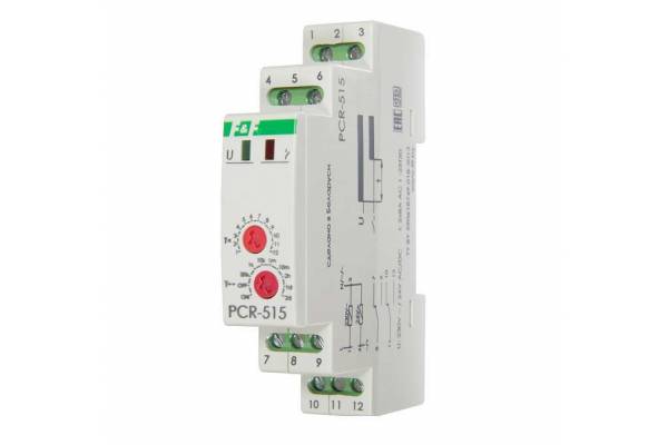 Реле времени PCR-515 (задержка вкл. 230В 2х8А 2перекл. IP20 монтаж на DIN-рейке) F&F EA02.001.006