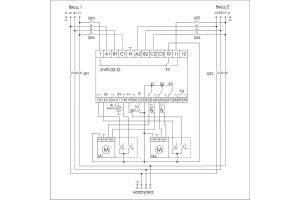 Устройство управления резервным питанием AVR-02-G (2 ввода однофункц. (для работы с генератором) ЖКИ индикатор 35мм 3х400В+N 5х8А 5P IP20 монтаж на DIN-рейке) F&F EA04.006.005