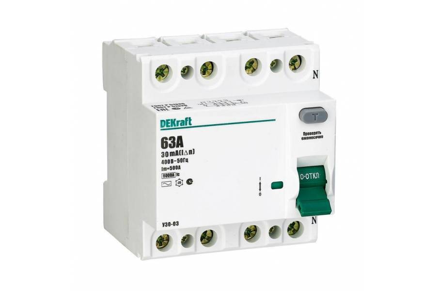 Выключатель дифференциального тока (УЗО) 4п 63А 30мА тип AC 6кА УЗО-03 SchE 14081DEK