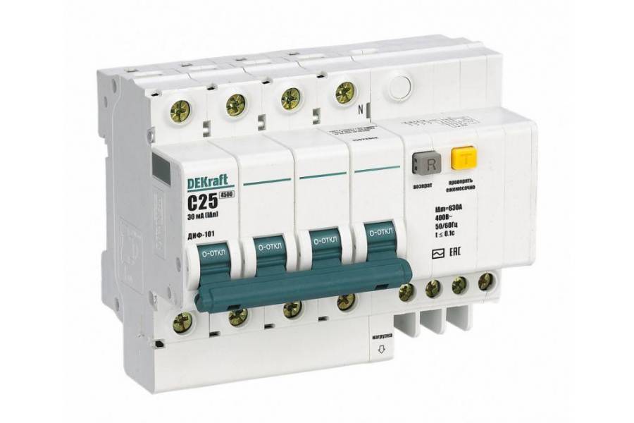 Выключатель автоматический дифференциального тока 4п C 40А 30мА тип AC 4.5кА ДИФ-101 8мод. SchE 15024DEK