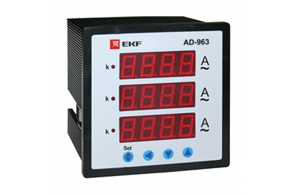Амперметр цифровой AD-963 на панель 96х96 трехфазный EKF ad-963
