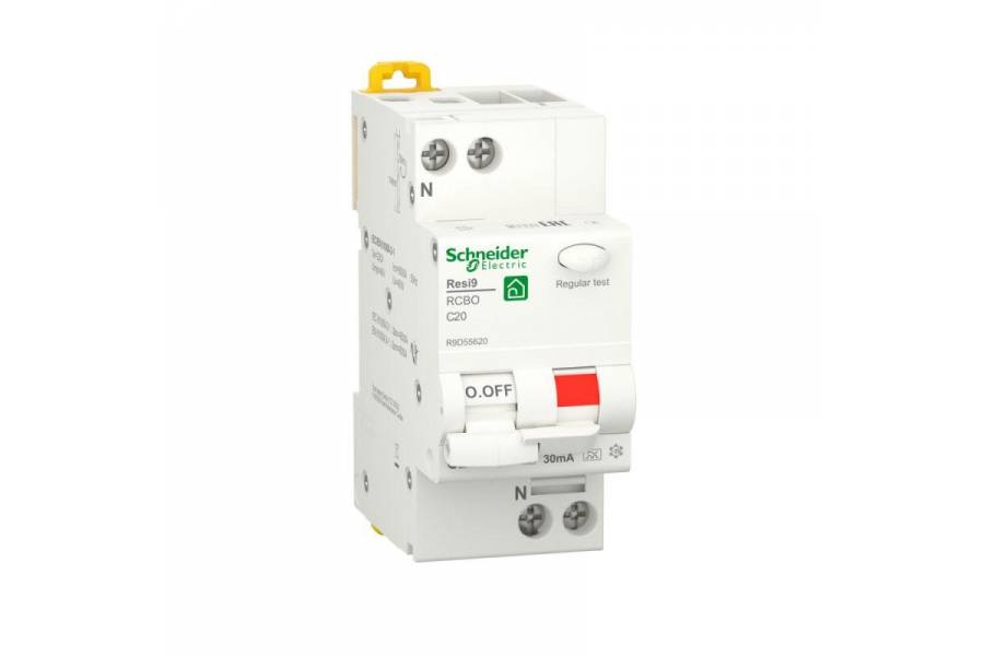 Выключатель автоматический дифференциального тока (ДИФ) RESI9 1P+N С 20А 6000А 30мА тип A SchE R9D55620
