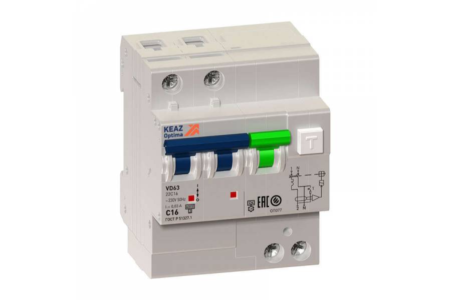 Выключатель автоматический дифференциального тока 2п C 25А 30мА тип A 6кА OptiDin VD63 УХЛ4 КЭАЗ 103455