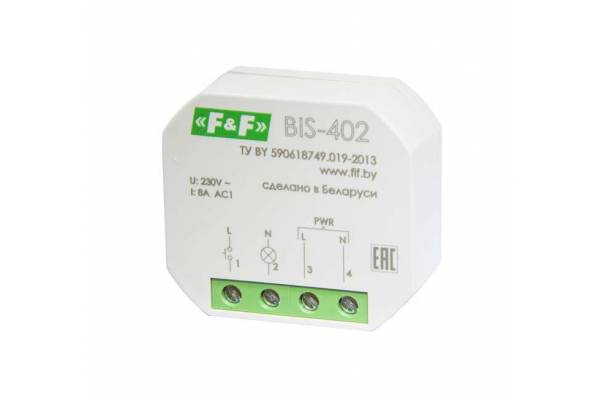 Реле импульсное BIS-402 (для установки в монтажную коробку 230В 8А 1Z IP40) F&F EA01.005.002