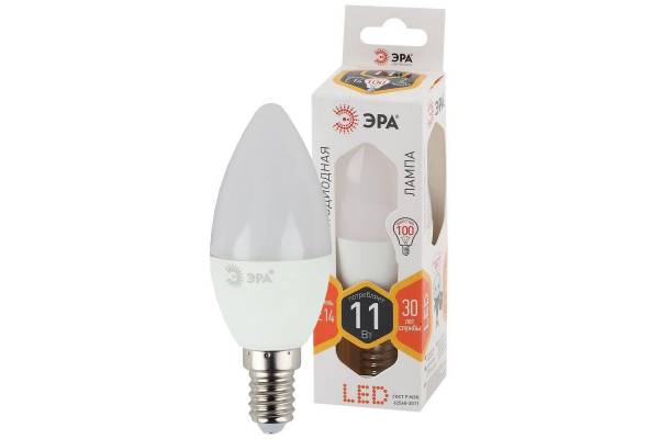 Лампа светодиодная B35-11W-827-E14 свеча 880лм ЭРА Б0032980