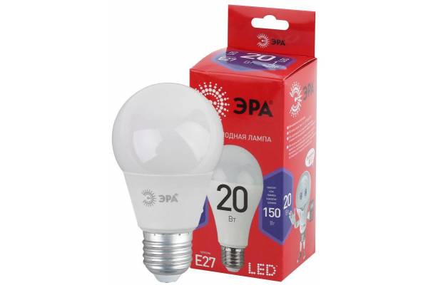 Лампа светодиодная ECO LED A65-20W-865-E27 R (диод груша 20Вт холодн E27) (10/100/1200) ЭРА Б0045326