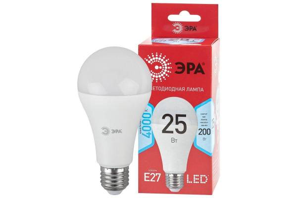 Лампа светодиодная ECO LED A65-25W-840-E27 R (диод груша 25Вт нейтр. E27) (10/100/1200) Эра Б0048010