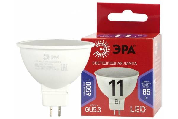 Лампа светодиодная ECO LED MR16-11W-865-GU5.3 R (диод софит 11Вт холодн. GU5.3) (10/100/4000) Эра Б0045347