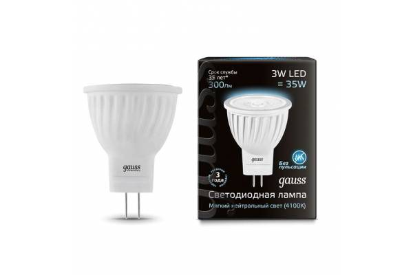 Лампа светодиодная Black D35х45 SMD MR11 3Вт 4100К бел. GU4 280лм 150-265В FROST Gauss 132517203