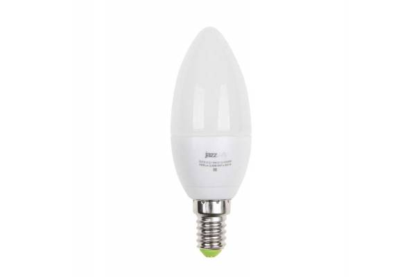 Лампа светодиодная PLED-ECO-C37 5Вт свеча 3000К тепл. бел. E14 400лм 220-240В JazzWay 1036834A