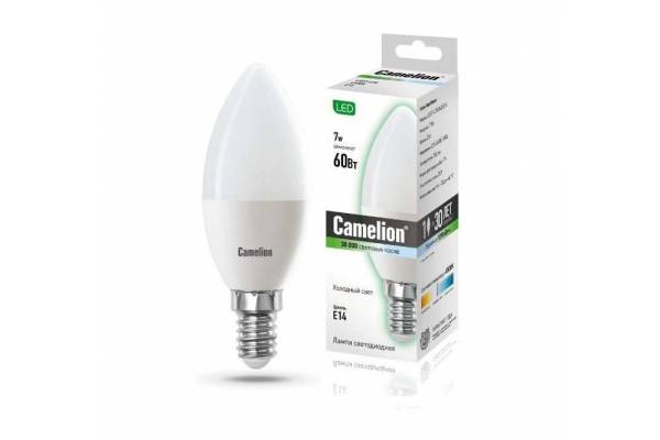 Лампа светодиодная LED7-C35/845/E14 7Вт свеча 4500К бел. E14 560лм 220-240В Camelion 12074