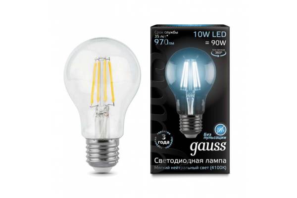 Лампа светодиодная филаментная Black Filament 10Вт A60 4100К E27 Gauss 102802210
