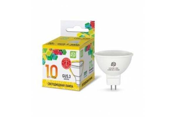 Лампа светодиодная LED-JCDR-std 10Вт 230В GU5.3 3000К 900Лм ASD 4690612015811