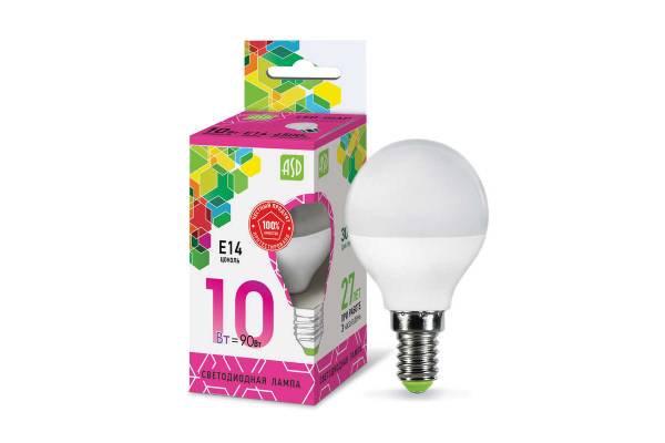 Лампа светодиодная LED-ШАР-standard 10Вт 230В E14 6500К 900Лм ASD 4690612015460