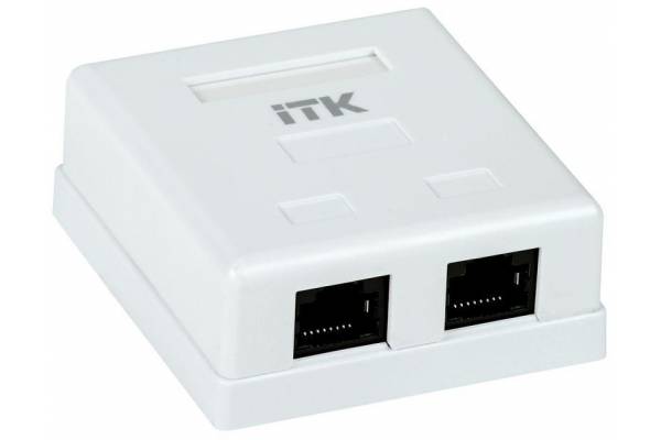Розетка информационная RJ45 кат.5е UTP 2-порта настенная ITK CS2-1C5EU-22 Розетка информационная RJ45 кат.5е UTP 2-порта настенная ITK CS2-1C5EU-22