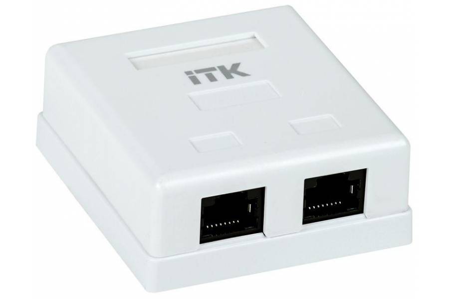 Розетка информационная RJ45 кат.5е UTP 2-порта настенная ITK CS2-1C5EU-22 Розетка информационная RJ45 кат.5е UTP 2-порта настенная ITK CS2-1C5EU-22