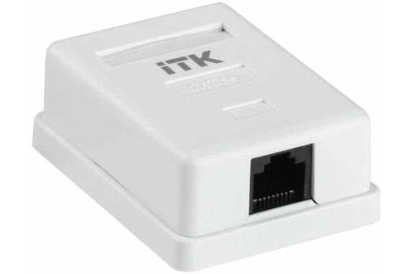 Розетка информационная RJ45 кат.5е UTP 1-порт настенная бел. ITK CS2-1C5EU-12