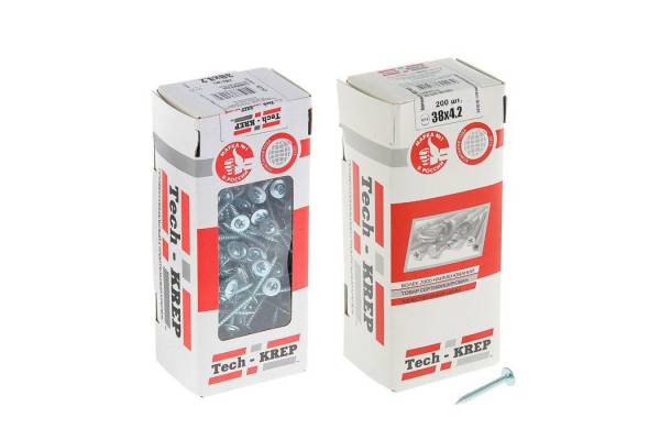 Саморез для тонкого метал. листа 4.2х38 (уп.200шт) коробка Tech-Krep 102143