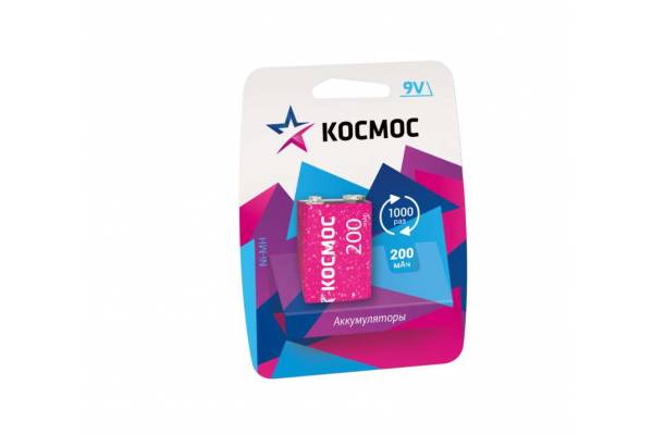 Аккумулятор 6F22 200мА.ч 1BL (блист.1шт) Космос KOCNI-MH6F22(200mAh)