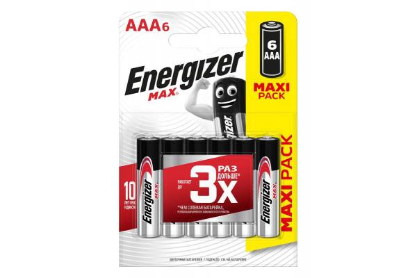 Элемент питания алкалиновый MAX LR03/286 BL6 (6/72/15552) (блист.6шт) Energizer E301532701