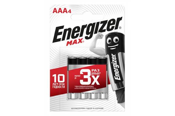 Элемент питания алкалиновый MAX LR03/286 BL4 (2/24/10800) (блист.4шт) Energizer E300157304