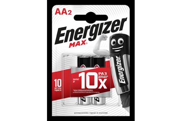 Элемент питания алкалиновый MAX LR6/316 BL2 (2/24/9360) (блист.2шт) Energizer E301532801