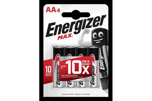 Элемент питания алкалиновый MAX LR6/316 BL4 (4/96/18816) (блист.4шт) Energizer E300157104