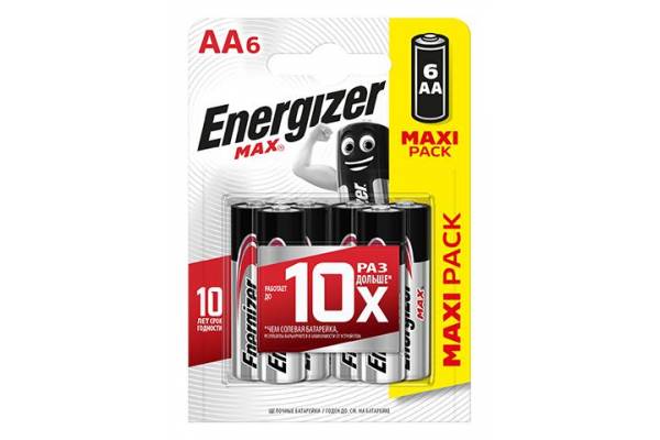 Элемент питания алкалиновый MAX LR6/316 BL6 (6/72) (блист.6шт) Energizer E301533801