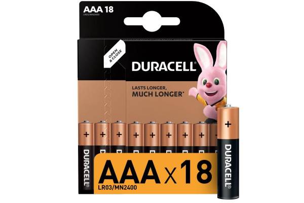 Элемент питания алкалиновый LR03-18BL BASIC (блист.18шт) Duracell Б0014449